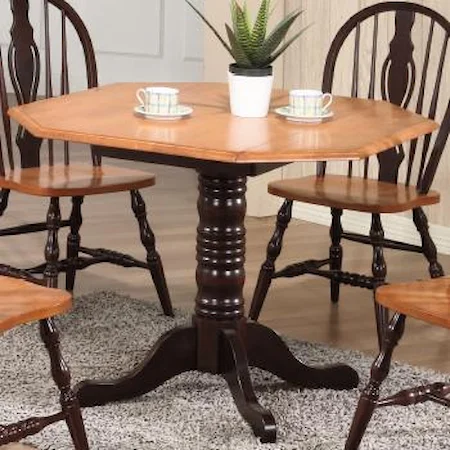 Octagon Pedestal Table with Dual Drop Leaf